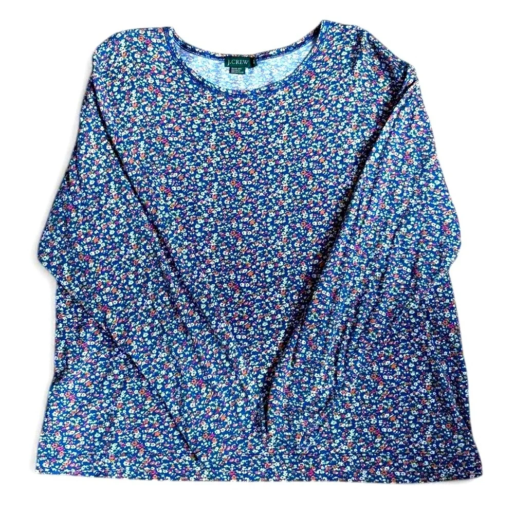 90’s Vintage J. Crew cotton all over floral print long sleeve tee shirt